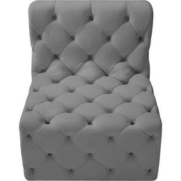 Meridian Tuft Grey Velvet Armless Chair