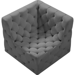 Meridian Tuft Grey Velvet Corner Chair