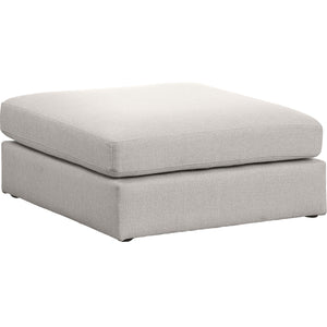 Meridian Beckham Beige Durable Linen Textured Fabric Ottoman