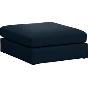 Meridian Beckham Navy Durable Linen Textured Fabric Ottoman