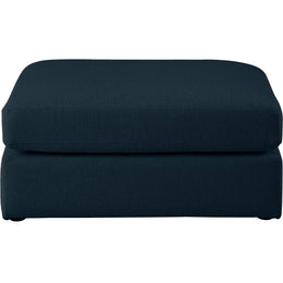 Meridian Beckham Navy Durable Linen Textured Fabric Ottoman