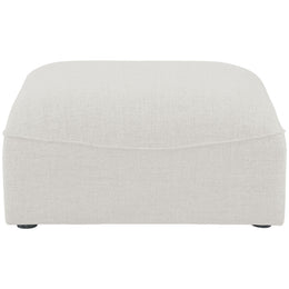 Meridian Miramar Cream Durable Linen Textured Ottoman