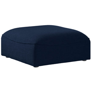 Meridian Miramar Navy Durable Linen Textured Ottoman