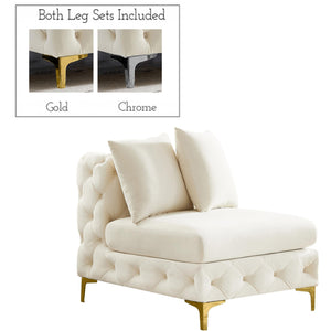 Meridian Tremblay Cream Velvet Armless Chair