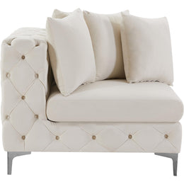 Meridian Tremblay Cream Velvet Corner Chair