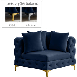 Meridian Tremblay Navy Velvet Corner Chair