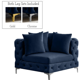 Meridian Tremblay Navy Velvet Corner Chair
