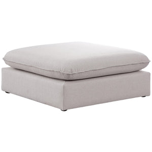 Meridian Mackenzie Beige Durable Linen Textured Ottoman