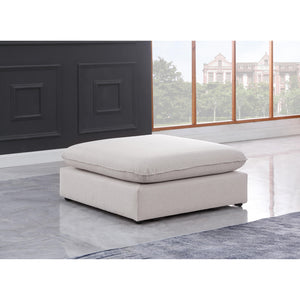 Meridian Mackenzie Beige Durable Linen Textured Ottoman
