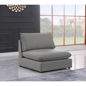 Meridian Mackenzie Grey Durable Linen Textured Armless Chair