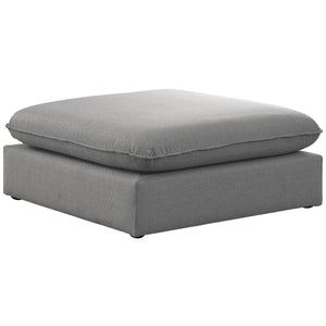 Meridian Mackenzie Grey Durable Linen Textured Ottoman
