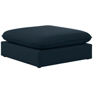 Meridian Mackenzie Navy Durable Linen Textured Ottoman