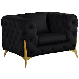 Meridian Kingdom Black Velvet Chair