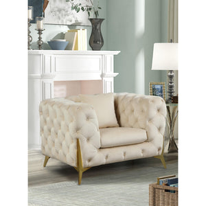 Meridian Kingdom Cream Velvet Chair