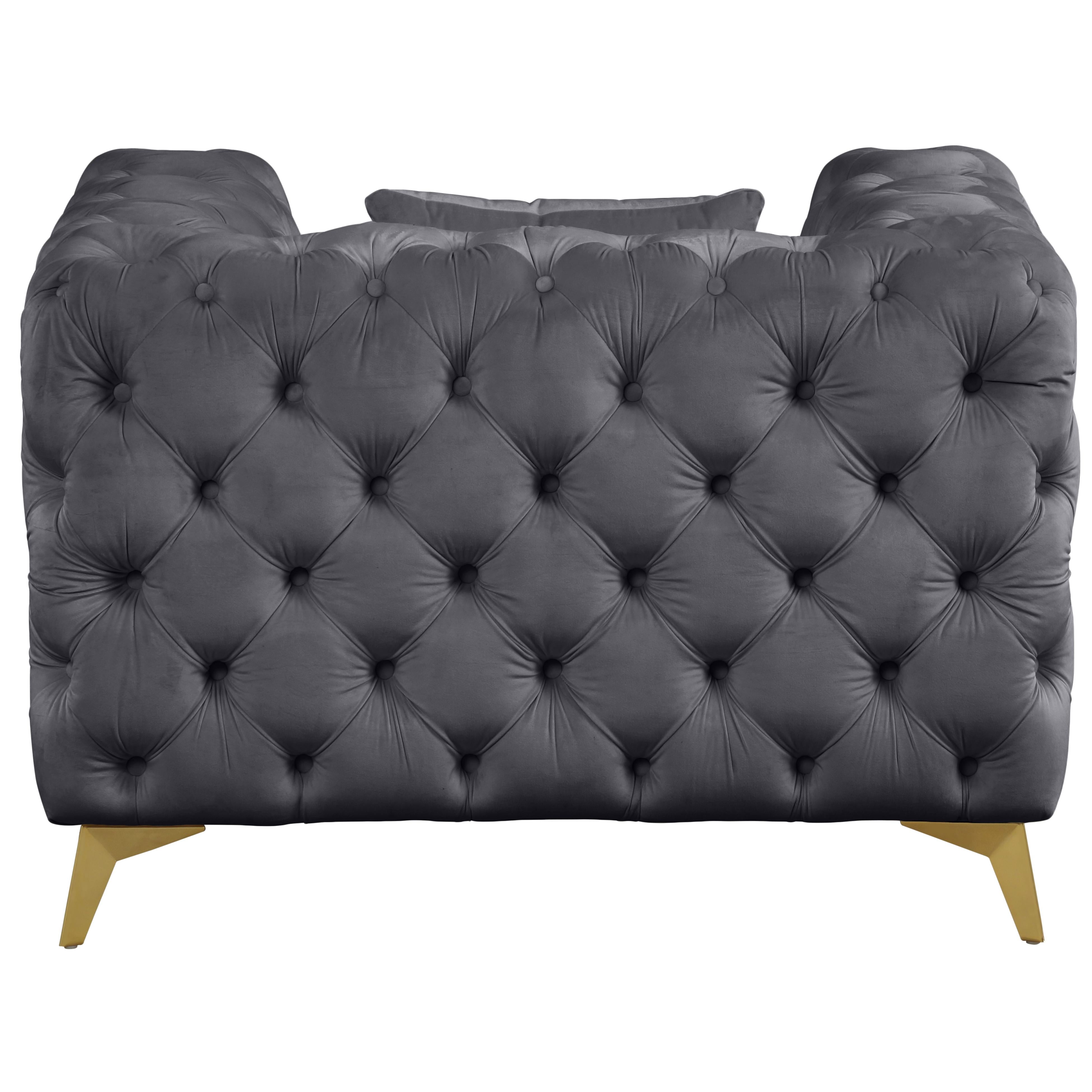 Meridian Kingdom Grey Velvet Chair