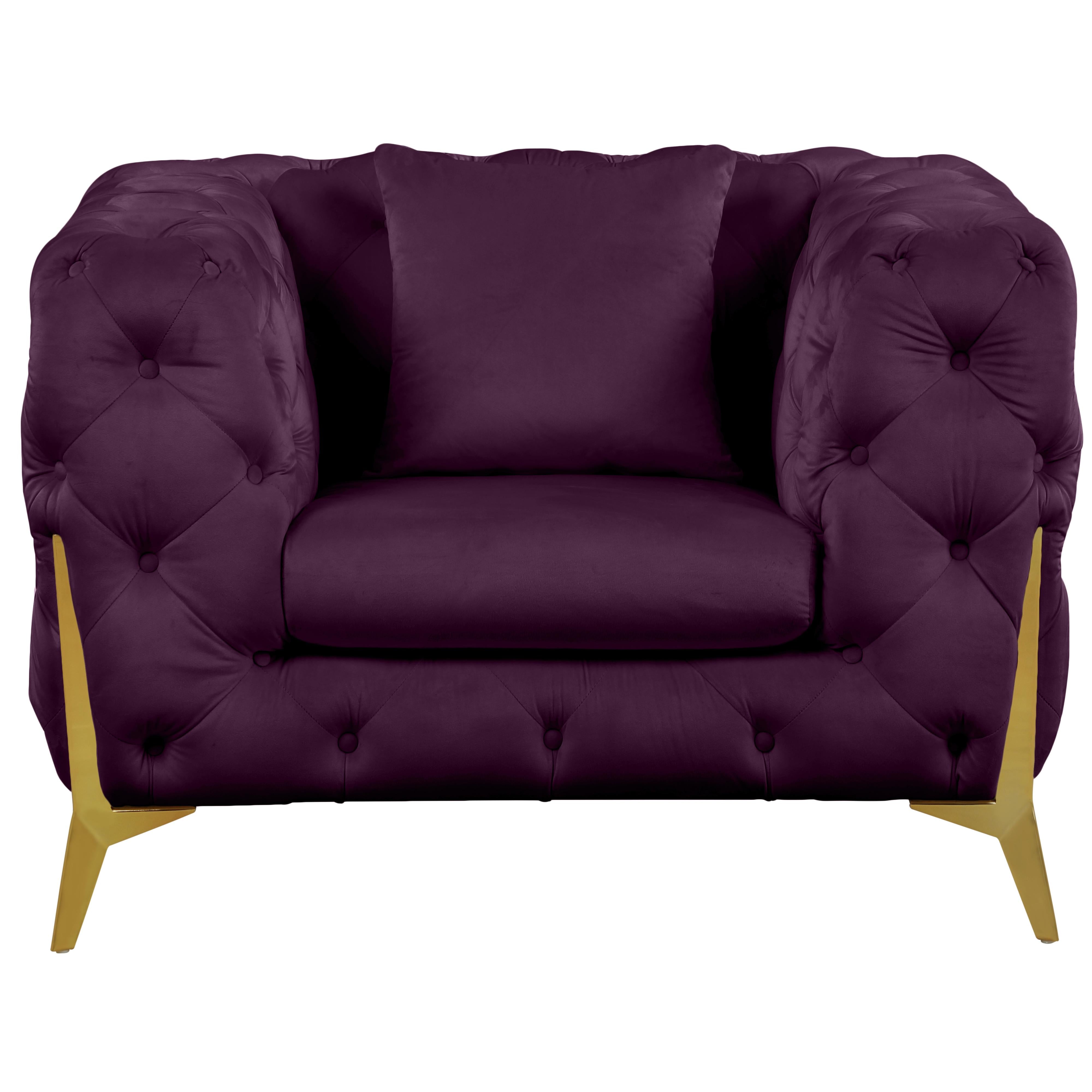 Meridian Kingdom Purple Velvet Chair