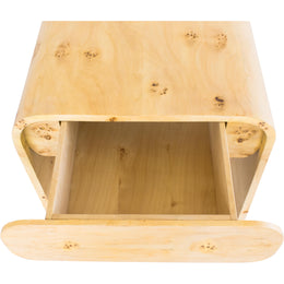 Meridian Cresthill Natural Burl Wood Night Stand
