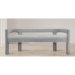 Meridian Athena Grey Boucle Fabric Bench