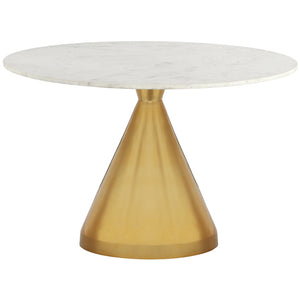 Meridian Emery White Marble Dining Table