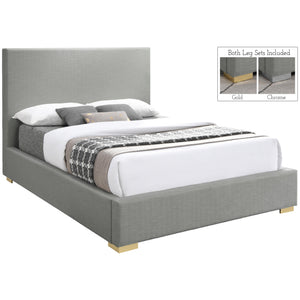 Meridian Crosby Grey Linen Textured Fabric King Bed