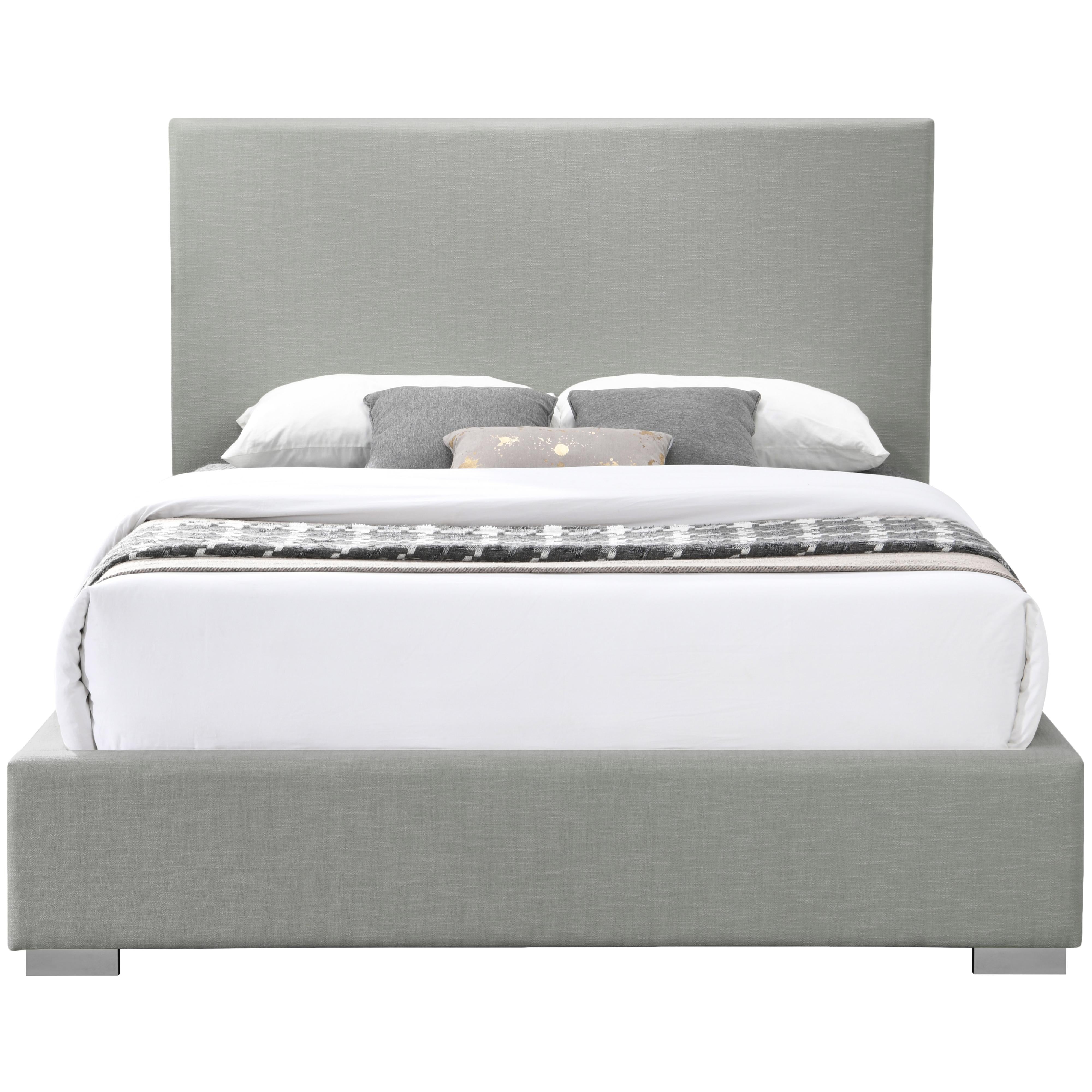 Meridian Crosby Grey Linen Textured Fabric King Bed