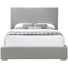 Meridian Crosby Grey Linen Textured Fabric Queen Bed