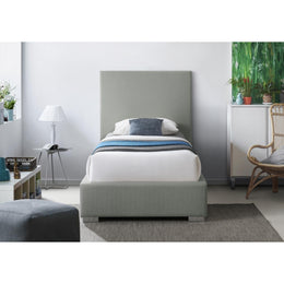 Meridian Crosby Grey Linen Textured Fabric Twin Bed
