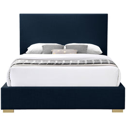 Meridian Crosby Navy Linen Textured Fabric Queen Bed