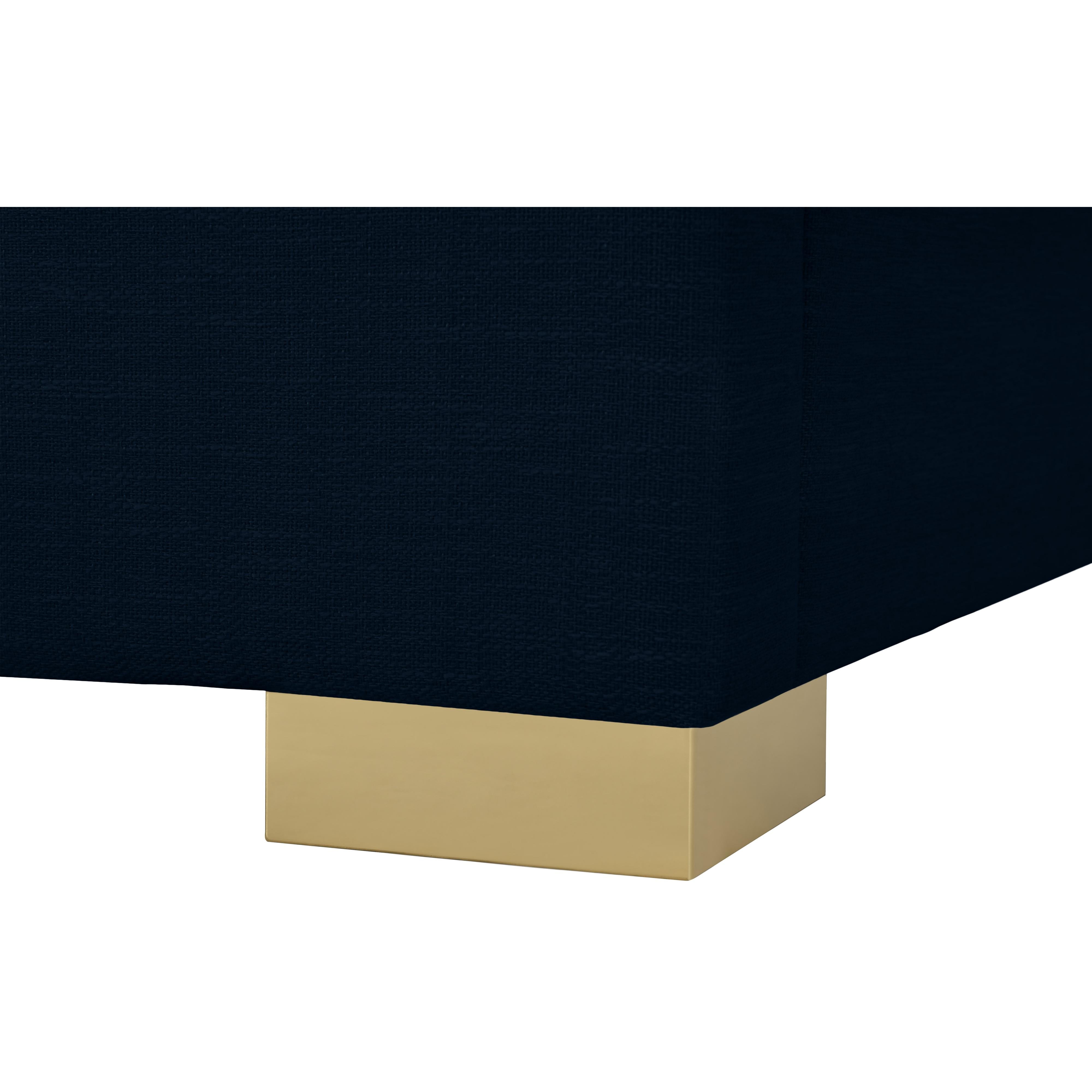 Meridian Crosby Navy Linen Textured Fabric Twin Bed