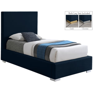 Meridian Crosby Navy Linen Textured Fabric Twin Bed