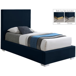Meridian Crosby Navy Linen Textured Fabric Twin Bed