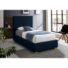 Meridian Crosby Navy Linen Textured Fabric Twin Bed