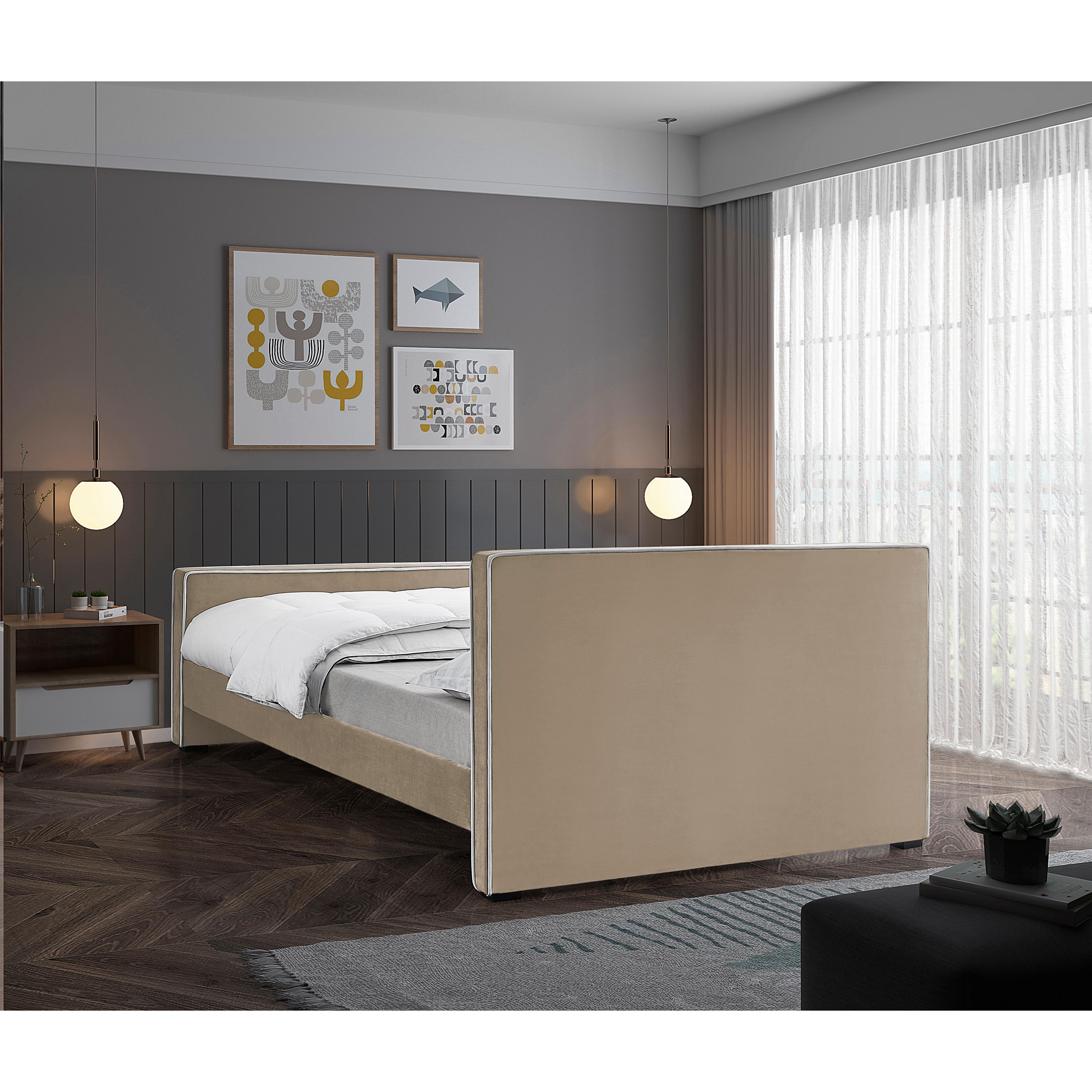 Meridian Dillard Beige Velvet King Bed
