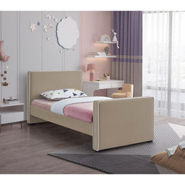 Meridian Dillard Beige Velvet Twin Bed