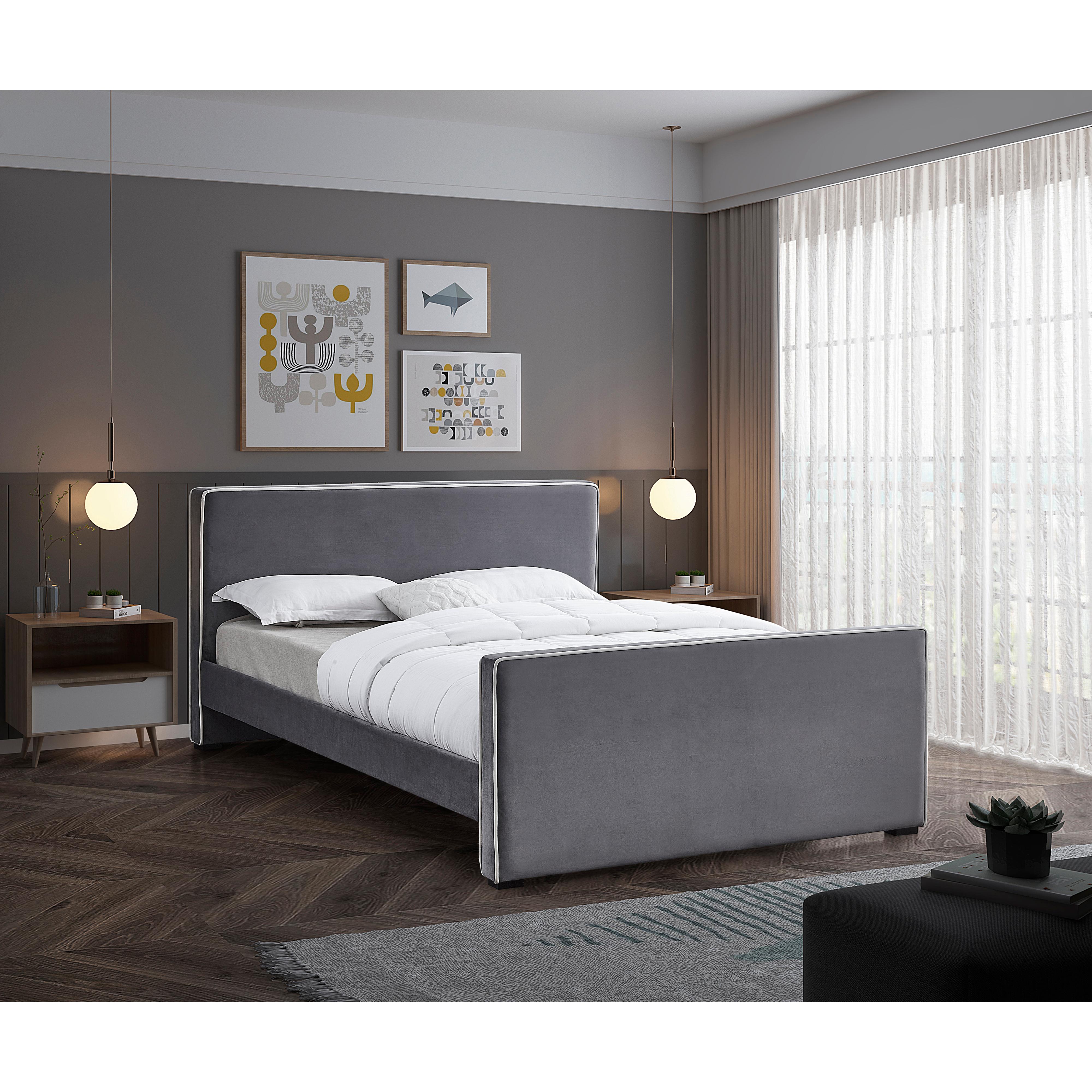 Meridian Dillard Grey Velvet King Bed