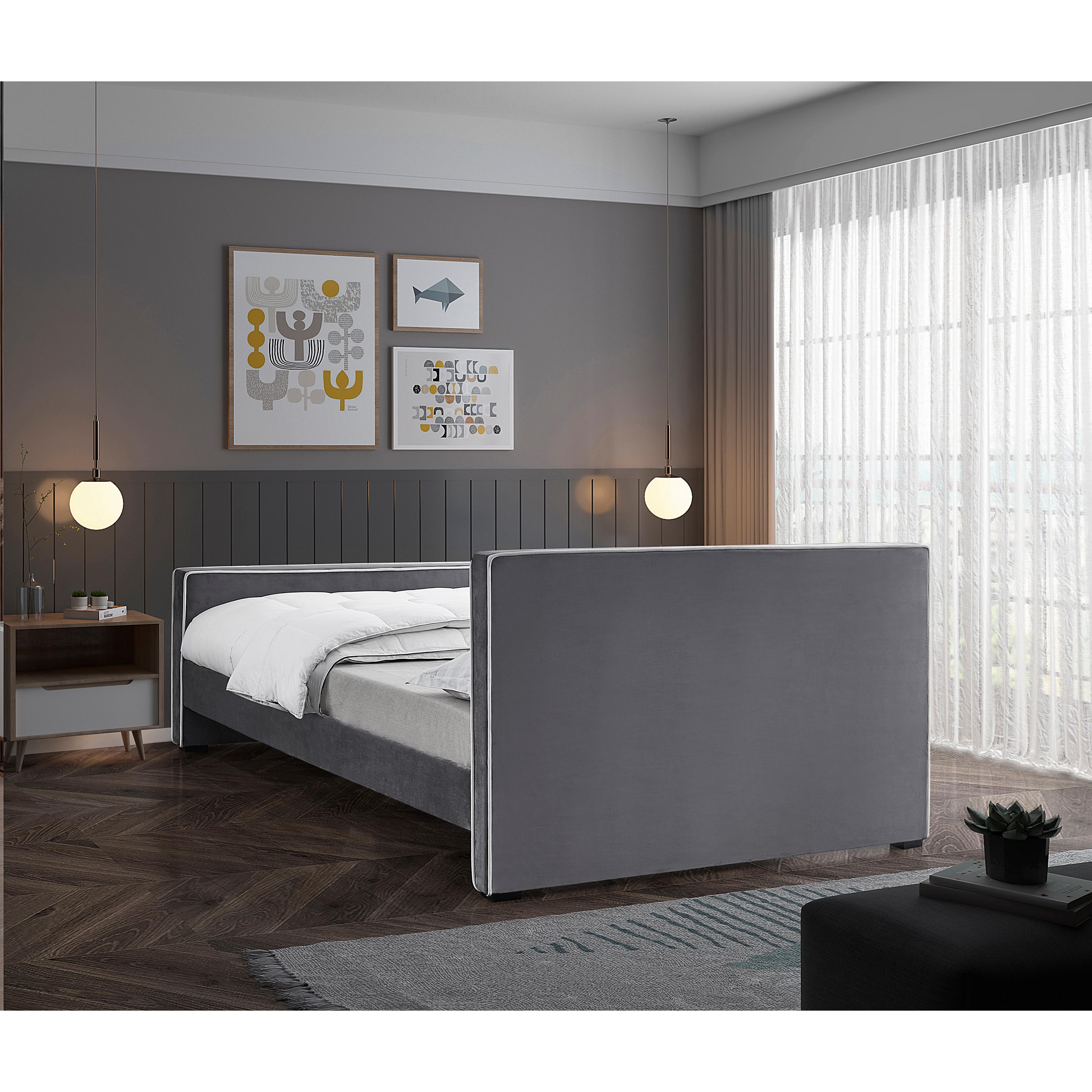 Meridian Dillard Grey Velvet King Bed