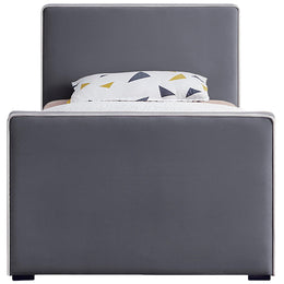 Meridian Dillard Grey Velvet Twin Bed