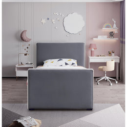 Meridian Dillard Grey Velvet Twin Bed