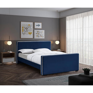Meridian Dillard Navy Velvet Full Bed