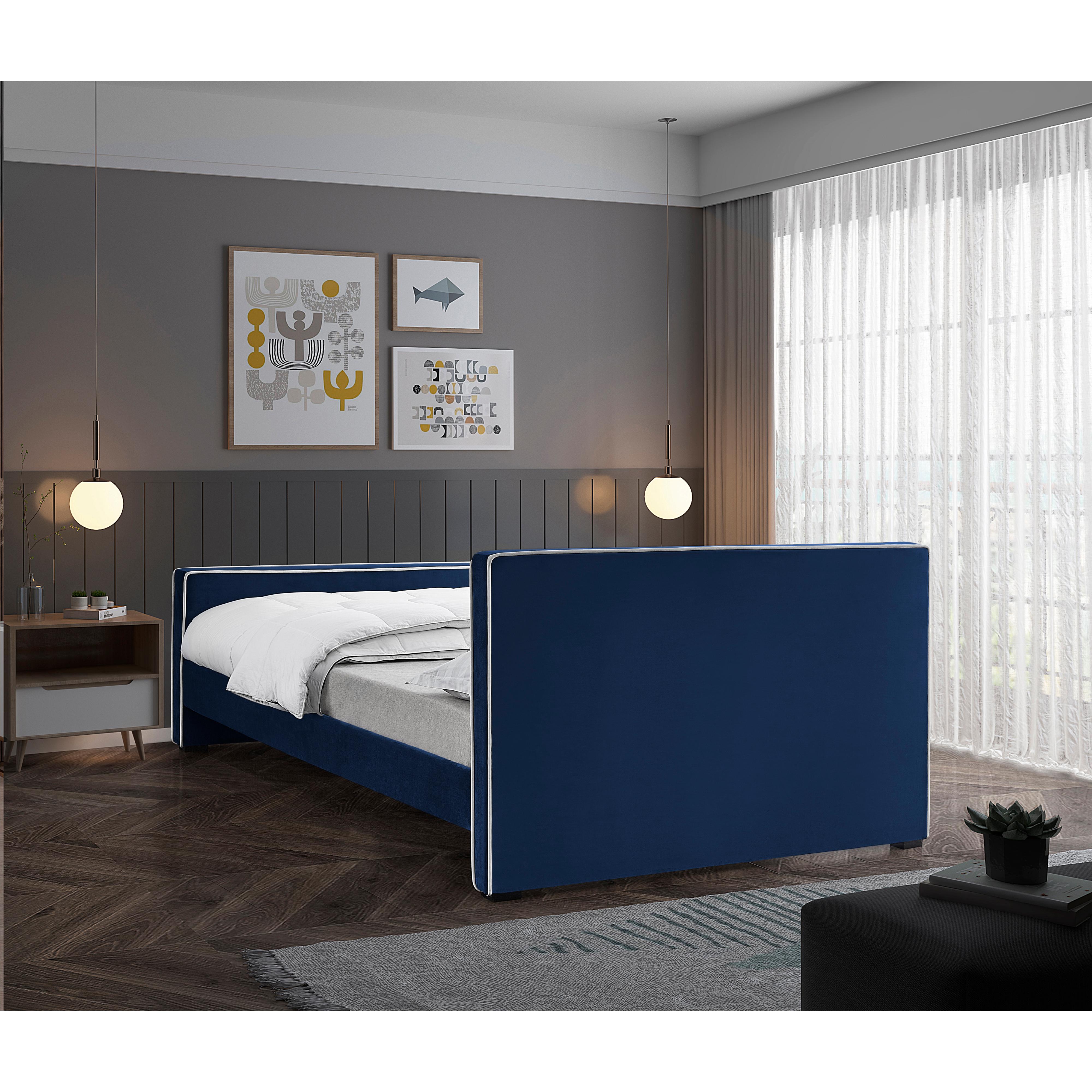 Meridian Dillard Navy Velvet Full Bed