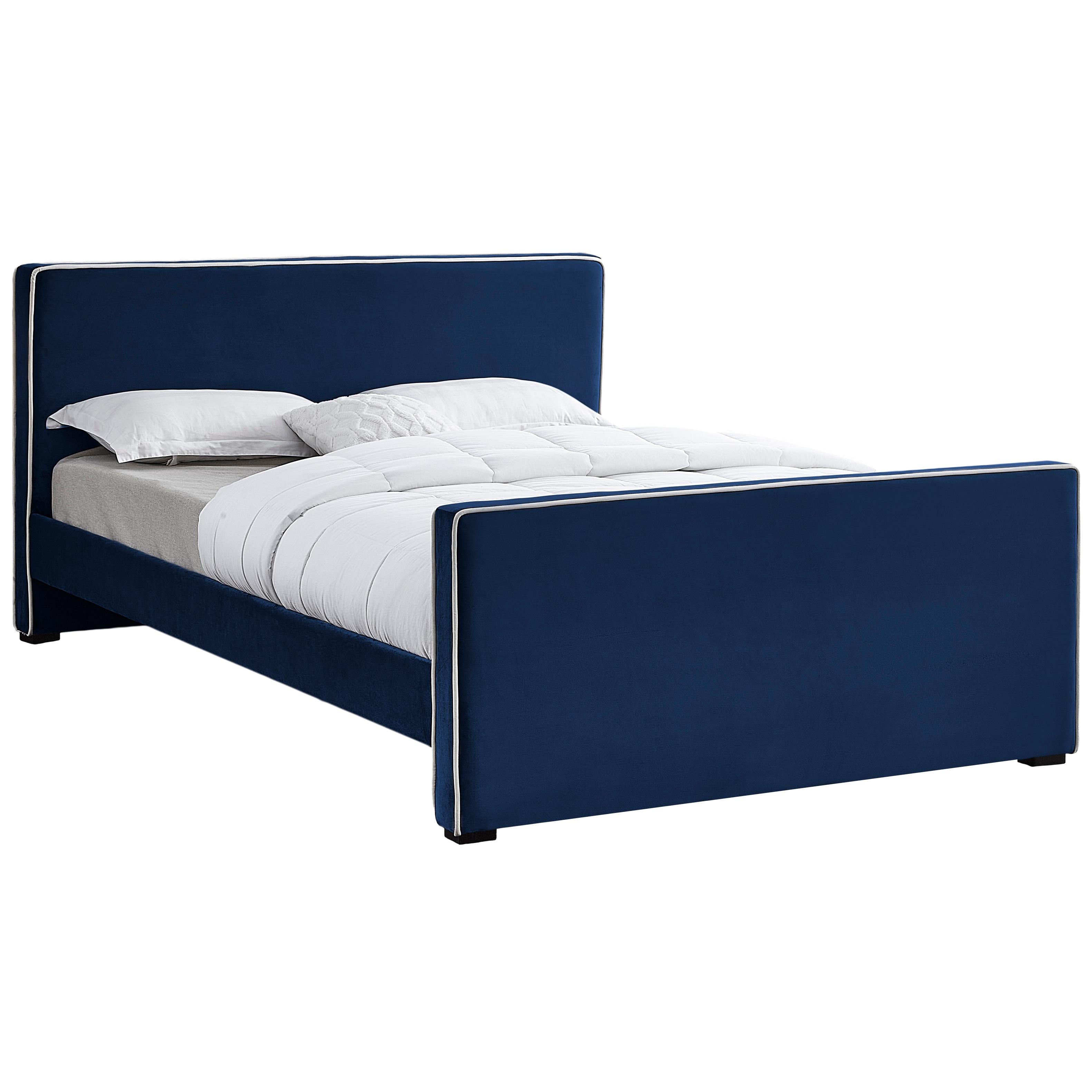 Meridian Dillard Navy Velvet King Bed