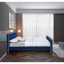 Meridian Dillard Navy Velvet King Bed