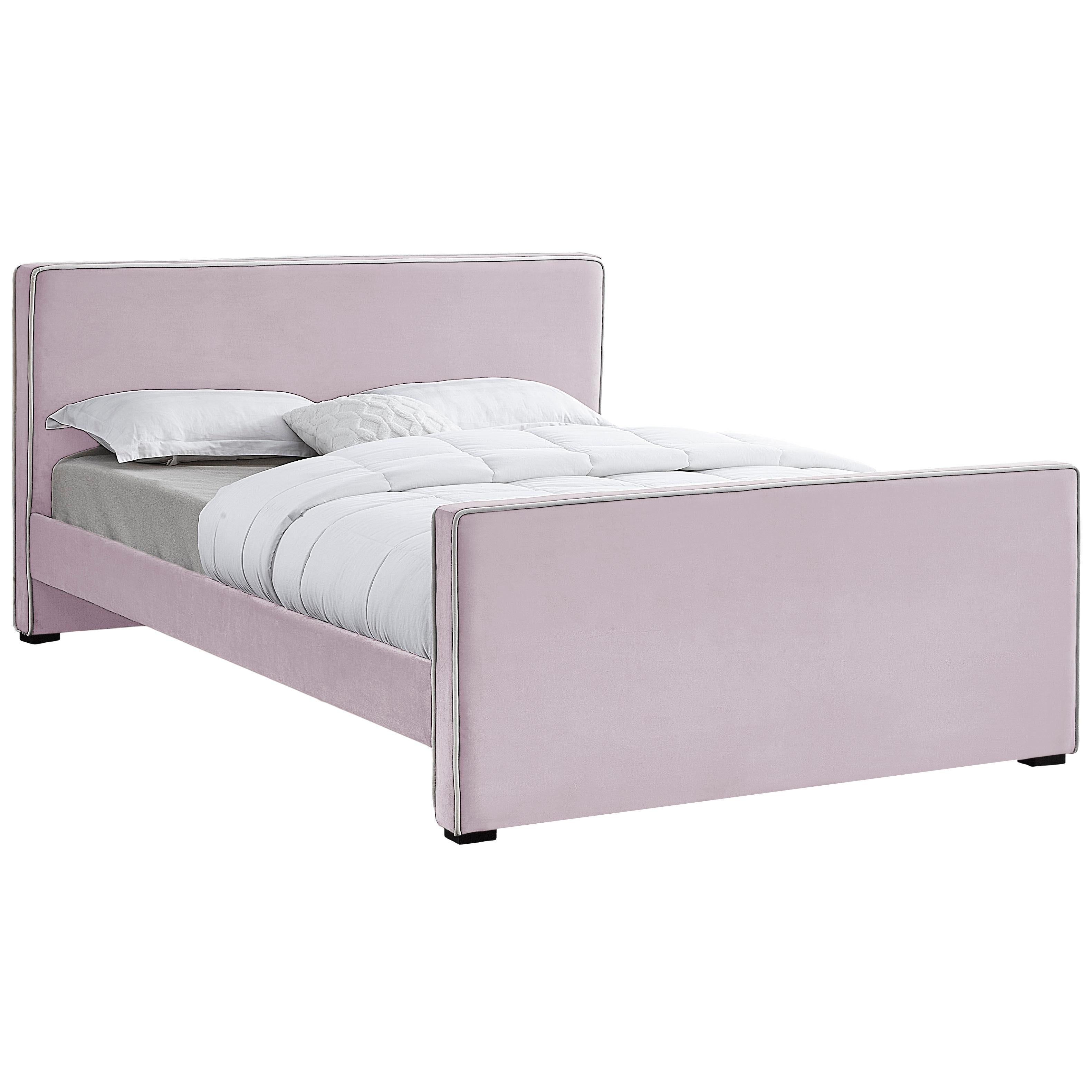 Meridian Dillard Pink Velvet King Bed