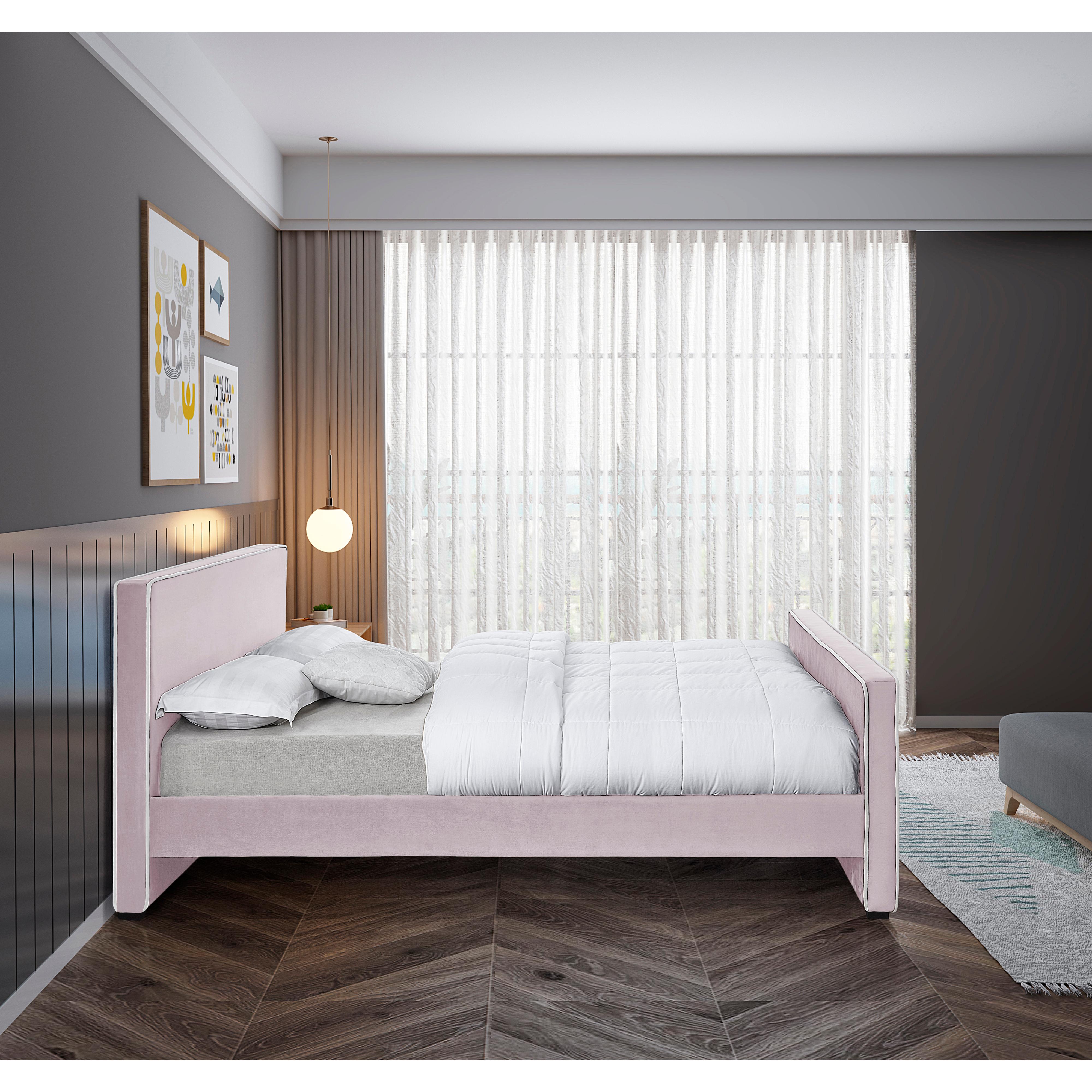 Meridian Dillard Pink Velvet King Bed
