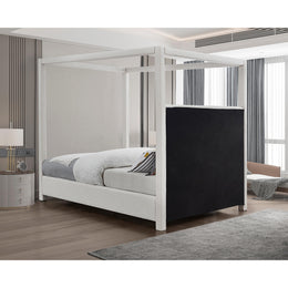 Meridian Emerson Cream Linen Textured Fabric King Bed (3 Boxes)