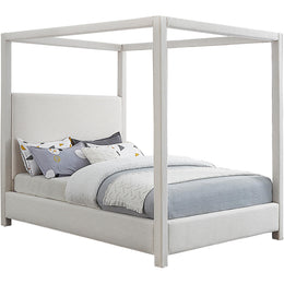 Meridian Emerson Cream Linen Textured Fabric Queen Bed (3 Boxes)