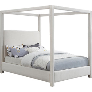 Meridian Emerson Cream Linen Textured Fabric Queen Bed (3 Boxes)