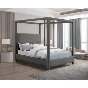 Meridian Emerson Grey Linen Textured Fabric Queen Bed (3 Boxes)
