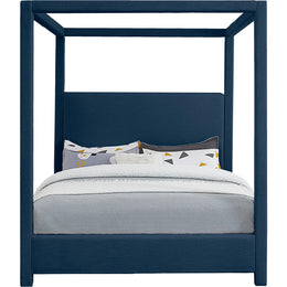 Meridian Emerson Navy Linen Textured Fabric Queen Bed (3 Boxes)