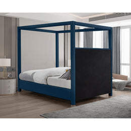 Meridian Emerson Navy Linen Textured Fabric Queen Bed (3 Boxes)
